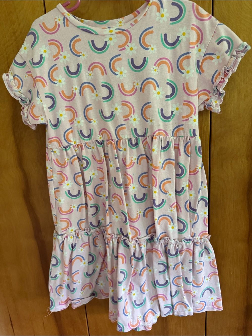 Andy & Evan Pastel Rainbow Print Pink Casual Dress